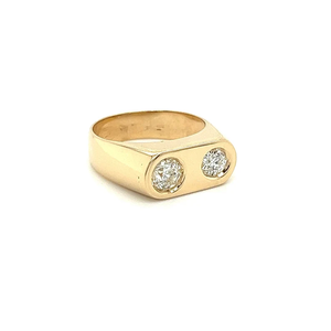 Anillo de Eternidad Vintage para Hombre con Dos Diamantes Creados en Laboratorio, Diseño Geométrico con Engaste de Bisel, Chapado en Oro, para Uso Diario - Product Image 2