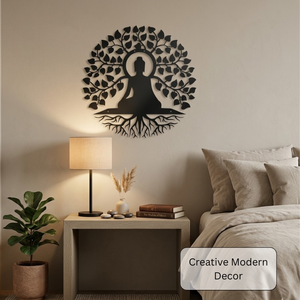 Décoration murale en métal Gautam Buddha de qualité supérieure |   Sculpture murale élégante et moderne pour salon, chambre, salle de méditation et bureau - Product Image 4