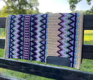 Meilleure qualité de laine de Nouvelle-Zélande Double tissage tapis de selle tissés à la main couleurs attrayantes pour Western Riding Show Horse Blanket - Product Image 1