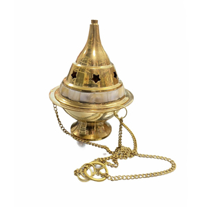 เตาอโรมาทองเหลืองทำมือสไตล์มินิมอล ดีไซน์หรูหรา ใช้สำหรับน้ำมันหอมระเหยและเทียนหอม เหมาะสำหรับตกแต่งบ้านและการทำสมาธิ - Product Image 4