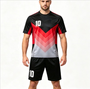 Ensemble de maillot de handball pour hommes, séchage rapide, 100% polyester, imprimé par transfert thermique, respirant, tenue d'équipe, manches courtes, shorts - Product Image 1