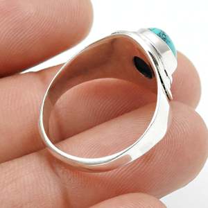 Handmade 925 Sterling Silver <b>Ring</b> Comes With Oval Cut Natural <b>Turquoise</b> Gemstone Classic Bezel Set Gemstone Bohemian <b>Ring</b> - Product Image 2
