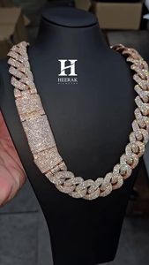 Heavy 22mm <b>Iced</b> <b>Out</b> Cuban Link <b>Chain</b> 10K Rose Gold VVS Lab Grown Diamond Miami Cuban <b>Chain</b> Necklace Hip Hop Jewelry - Product Image 6