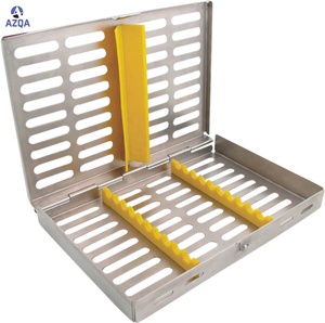 Cassette d'instruments dentaires en acier inoxydable avec source d'alimentation manuelle en caoutchouc jaune, haute qualité, fabriquée au Pakistan - Product Image 1