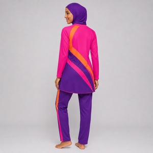 Ensemble de maillot de bain islamique modeste avec logo, taille haute, 3 pièces, compatible hijab, en tissu extensible doux, pour la plage - Product Image 4