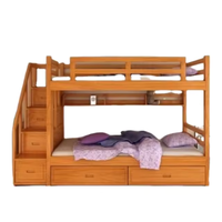 Lit superposé pour enfants au design moderne avec tiroirs et escalier, lit double en teck massif, couleur personnalisée, bonne qualité, prix de gros