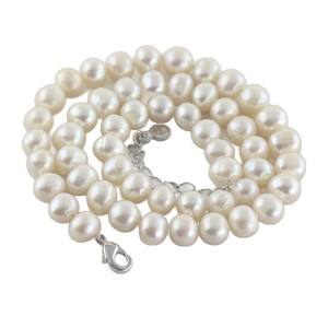 Collar de Perlas de Agua Dulce Blancas Casi Redondas de 8-9 mm, Regalo para Eventos y Festivales de la Empresa - Product Image 5