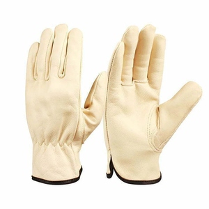 Leather <b>Driver</b> <b>Gloves</b> Unisex Beige Cowhide Grain Leather Heat Resistant Industrial Safety Hand Protection Soft and Comfortable - Product Image 1
