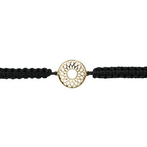 Pulsera de Macramé con Cuentas de Oro de 14K, Diseño de Cordón Tejido Ajustable con Dije Floral de Rayos de Sol, Bañada en Rodio, Estilo Lindo, Unisex para Uso Diario - Product Image 2