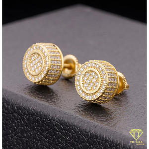 925 Sterling <b>Silver</b> Moissanite Diamond Round Stud <b>Earrings</b> Circular Cluster Design Luxury Jewelry For Wholesale Buyers - Product Image 3