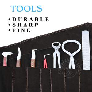 Kit d'outils professionnels pour ferrage de chevaux : Coupe-ongles à sabots, Couteau à sabots à grande boucle, Râpe, Lime, Polisseur, Clincher, Ramasseur de sabots, dans un étui noir - Product Image 5