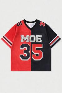 Camiseta Deportiva Personalizada de Fútbol Americano de Dos Tonos con Gráficos de Diamantes de Imitación, Cuello en V, Estilo Urbano, Brillante, Proveedor de Fábrica de EE. UU. - Product Image 2