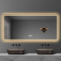 Miroir LED rectangulaire sans cadre, miroir à capteur tactile à intensité variable
