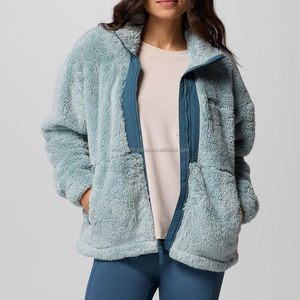 แจ็กเก็ตขนแกะสีฟ้ามีซิปสำหรับผู้หญิงเสื้อโค้ทลำลองสำหรับฤดูใบไม้ร่วงและฤดูหนาว - Product Image 4