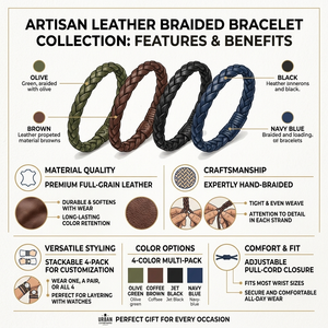 Handmade <b>leather</b> <b>bracelets</b> with stylish designs for men and women ideal for fashion gifting retail and wholesale buyers. - Product Image 6