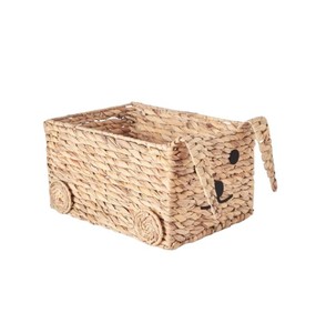 Handcrafted Water Hyacinth Kids Storage Basket with <b>Cute</b> <b>Bear</b> Face Design Natural Woven Toy Organizer Bin for Nursery, Bedroom - Product Image 2