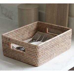 Cesta Organizadora Rectangular de Mimbre Tejida a Mano para Almacenamiento en el Hogar, Tiendas Minoristas y Decoración de Interiores - Product Image 2