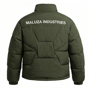 <b>Mens</b> Hooded Canvas Quilted Puffer <b>Jacket</b> Winter <b>Lightweight</b> Warm Insulated Outdoor Waterproof Front Logo Fashion OEM - Product Image 4