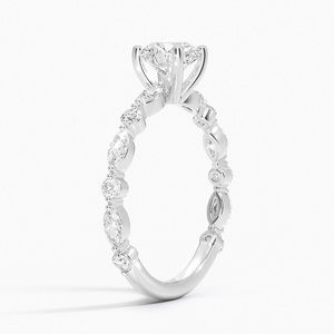 Anillo BOJ 012 con Corte Redondo, Plata 925, Aguamarina, Tres Cuartos de Diamantes, 2ct, Color D, VVS1, Moissanita, Certificado GRA - Product Image 2