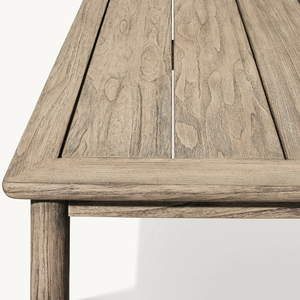 Mesa rectangular de madera de teca con un estilo moderno y sencillo, ideal para restaurantes o cafeterías al aire libre. - Product Image 4