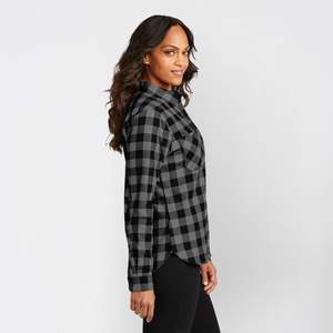 Camisa de Franela para Mujer, Primavera 2026, Hombros Caídos, Holgada, Casual, Lisa, Manga Larga, con Botones, Ecológica, Transpirable, para Verano - Product Image 3