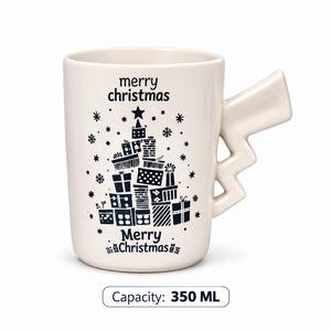 Taza de Porcelana Navideña con Tapa y Cuchara, Diseño Bonito, Capacidad de 350 ml, Aislada, Resistente al Calor, Apta para Microondas y Lavavajillas, Asa en Zig Zag - Product Image 4