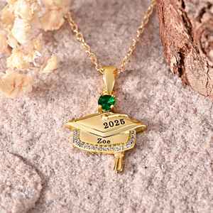 Collares de Graduación BOJ 03, Forma de Flecha Universitaria, Piedra de Nacimiento, Nombre Personalizado, Plata de Lujo, Certificado, 5 Gramos, para Graduación Personal - Product Image 4