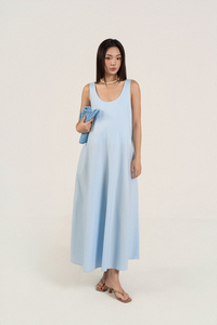 Women's Loose Cotton Midi <b>Dress</b>, Enzyme-Washed, Yarn-Dyed Stripes, Breathable Casual <b>Summer</b> Style - Product Image 2
