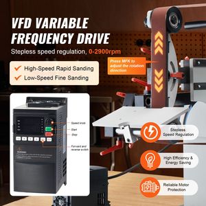Levigatrice a Nastro a Velocità Variabile 72 x 2 Pollici con VFD 1500W, Affilacoltelli e 3 Stampi per Levigatura, Levigatrice a Nastro a Velocità Variabile - Product Image 3