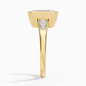 IGI Certified Emerald Cut Lab Grown Diamond Bezel Set Classic Engagement Anniversary Ring Tapered Baguette Side <b>Stones</b> 10K 14K - Product Image 4