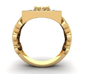Luxury Designer 925 Sterling <b>Silver</b> Gold Plated Trident <b>Ring</b> CZ Studded <b>Men</b> Women Statement <b>Ring</b> - Product Image 2
