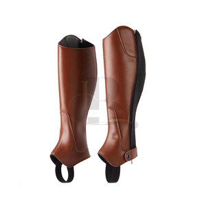 Western Professional Horse Riding <b>Chaps</b> <b>Half</b> Lightweight Genuine Leather Equestrian Adjustable Riding Wear for Outdoor - Product Image 2