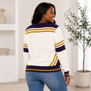 Cosh International Sisterhood Sorority Wholesale Custom Logo College <b>Cardigan</b> <b>Sweater</b> Acrylic Knit Long Sleeve Varsity Style - Product Image 5