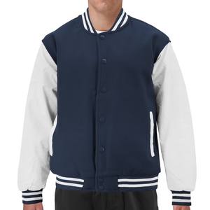 Vestes de baseball personnalisées pour hommes avec logo, doublure matelassée en coton, manches en cuir et laine, style varsity. - Product Image 5