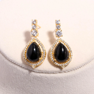 Conjunto de collar largo chapado en oro de 22k con piedras de calidad AAA y aretes, conjunto de joyería nupcial a precio de fábrica. - Product Image 2