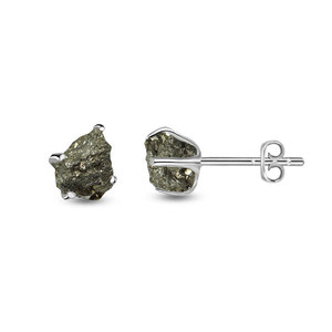 925 Sterling <b>Silver</b> Natural Pyrite Rough Butterfly Lock <b>Stud</b> <b>Earrings</b> Fashion Trendy Dainty Claw Setting Pack 4 Party Engagement - Product Image 1