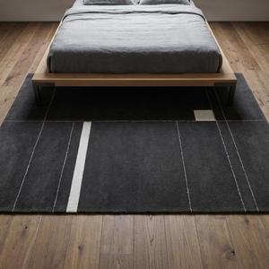 Luxury Modern <b>Charcoal</b> <b>Grey</b> Geometric Hand Tufted Wool Area <b>Rug</b> Abstract Linear Pattern Decorative Carpet for Livin Room - Product Image 2