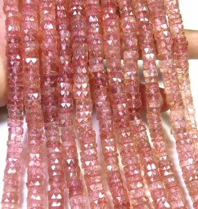 Cuentas de Cuarzo Fresa Natural de Alta Calidad en Forma de Heishi, Hilo de 16 Pulgadas, Gemas Rosas en Forma de Rueda, Disco Plano Facetado de 6mm, Fresa - Product Image 6