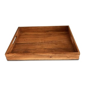 Rectangular Wooden Butler Tray for Breakfast in <b>Bed</b> Large Serving Tray Brown Finish Coffee Table Decor Serving Platter - Product Image 6