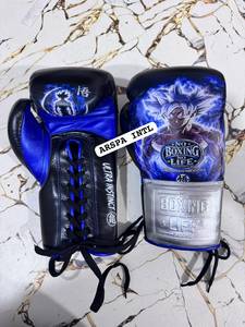 ถุงมือชกมวยสั่งทำพิเศษ No Boxing No Life สำหรับฝึกซ้อมและแข่งขัน ทำจากหนังวัวแท้ กันลื่น ระบายความชื้นได้ดี แบบผูกเชือก - Product Image 2