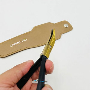 Custom Logo Leather Pouch with Black Gold Flat Curved Hair <b>Extension</b> Pliers Micro-<b>Beads</b> Stainless Steel Hair <b>Extension</b> Tools - Product Image 6