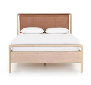 Base de Cama Tapizada de Lujo con Patas de Madera de Teca Sólida, Cabecera Moderna Rosa, Muebles Minimalistas para Dormitorio, Tamaño King, para Hotel, 3 Años de Garantía - Product Image 1