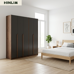 Armario Moderno de Tablero Laminado con 4 Puertas, Mueble de Dormitorio, Diseño Clásico Moderno, Gran Capacidad de Almacenamiento, Ideal para Casa de Alquiler - Product Image 1