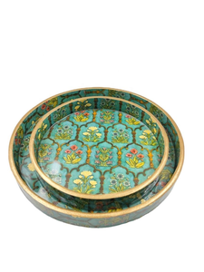 Ensemble de 2 plateaux de service faits à la main en bois MDF émaillé multicolore 7x7 9x9 pouces certifiés EPCH avec emballage personnalisé - Product Image 5