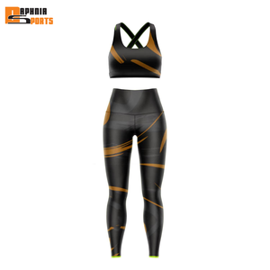 Conjunto deportivo personalizado de 2 piezas para mujer, ropa elástica para fitness, yoga al aire libre, ropa deportiva, conjunto de yoga sublimado para entrenamiento. - Product Image 5