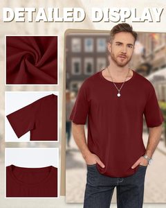เสื้อยืดโอเวอร์ไซส์ผ้าฝ้ายแท้ 100% น้ำหนัก 220 กรัม พิมพ์ลายตามสั่งที่ไหล่ สไตล์ฮิปฮอป ไซส์ใหญ่พิเศษ ผ้าฝ้ายแท้ 100% ทรงบ็อกซี่ สำหรับผู้ชาย - Product Image 5