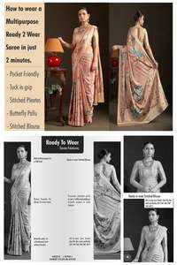 Sari indien durable prêt-à-porter avec chemisier cousu, en crêpe de soie à imprimé numérique floral, vente en gros pour l'exportation - Product Image 5