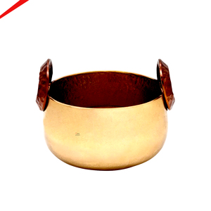 Bol de service en métal robuste pour restaurants et traiteurs, bol rond doré élégant - Product Image 5