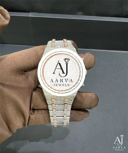 Montre mécanique en acier inoxydable avec incrustation de diamants, bracelet de 20 mm, cadran rond analogique, cadeau de luxe pour femmes - Product Image 1