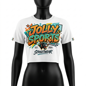 Camiseta Corta para Mujer, de Alta Calidad, en Tela de Algodón Terry, Estilo Vintage con Paneles, Logotipo Personalizado, Transpirable - Product Image 5